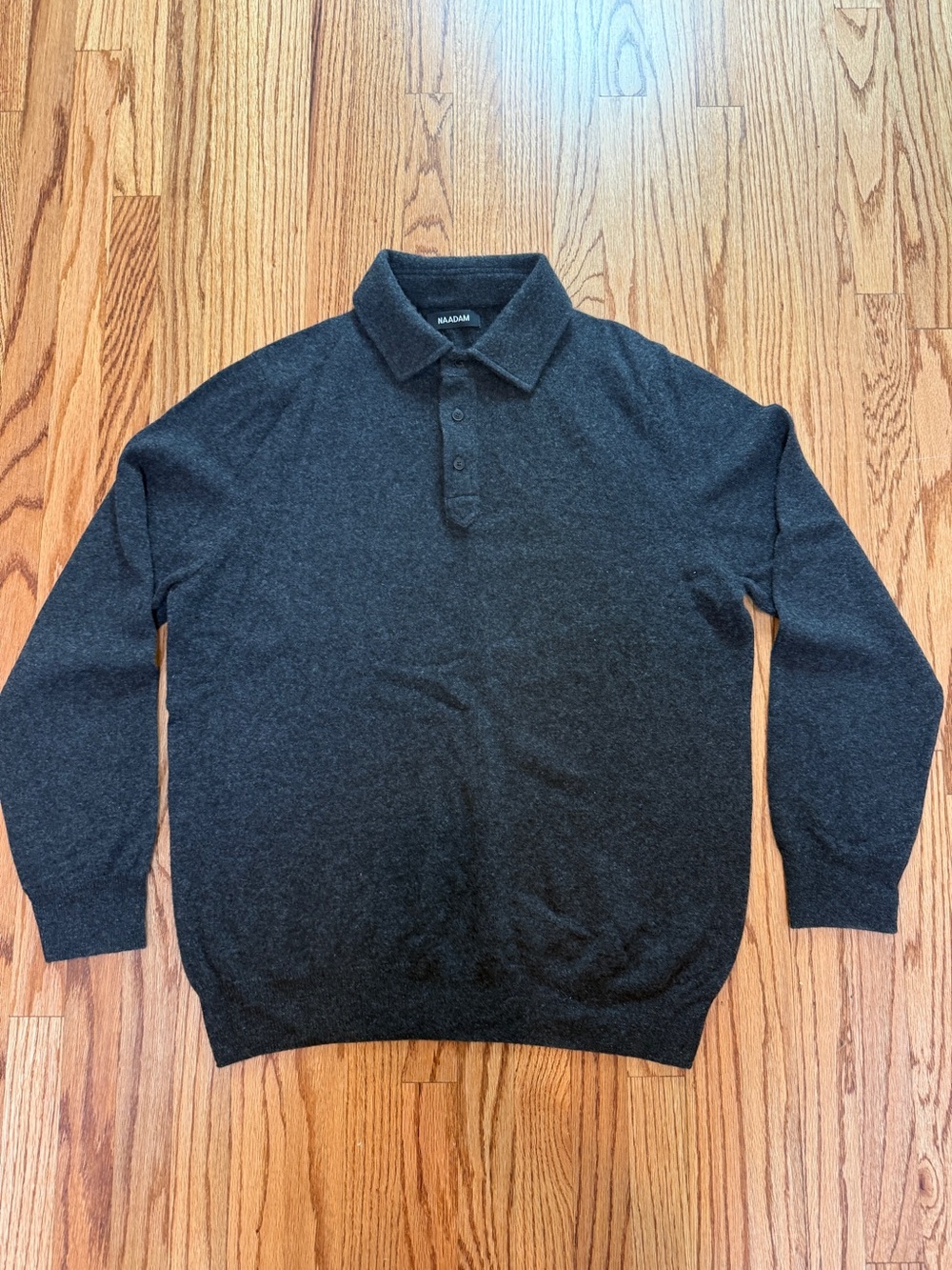 NAADAM Charcoal Gray Cashmere Polo Sweater